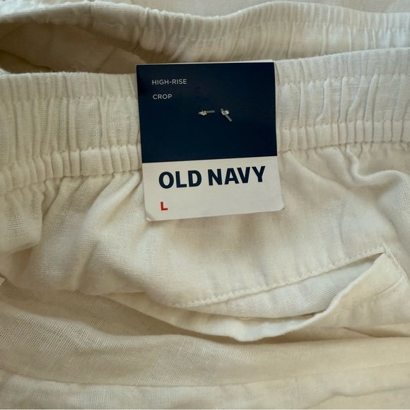 Old‎ Navy High Waisted Cropped Linen Blend Pants Size Large NWT - Picture 5 of 6